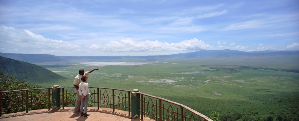 The viewing platform on the crater rim exposes the enormity of the Ngorongoro Crater.