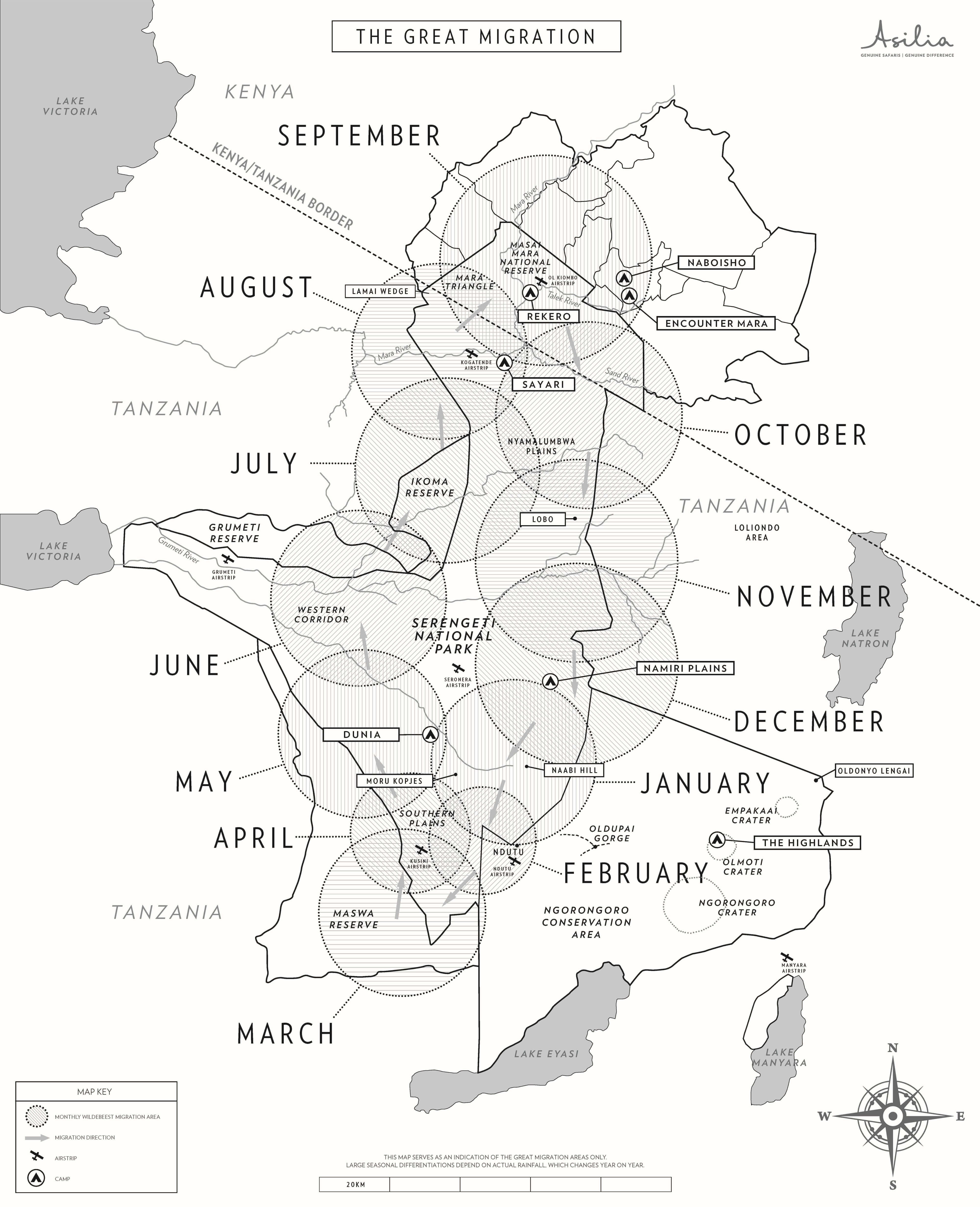 Map showing the Great Migration each month of the year