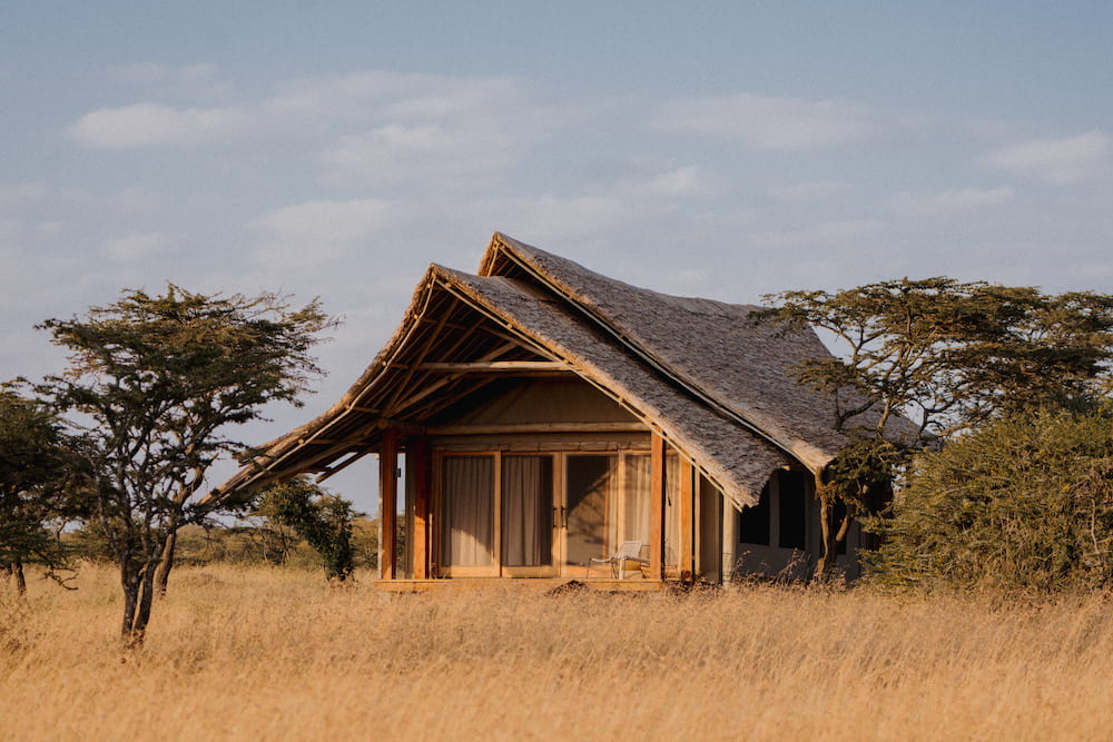 The exterior of a guest suite at Naboisho Camp in the Mara Naboisho Conservancy