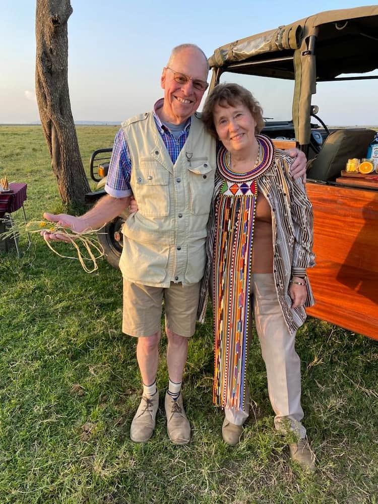 Celebrating their 50th wedding anniversary in the Mara Naboisho Conservancy.