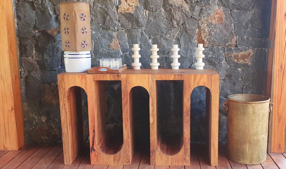A mango wood console, made by Santana Africa