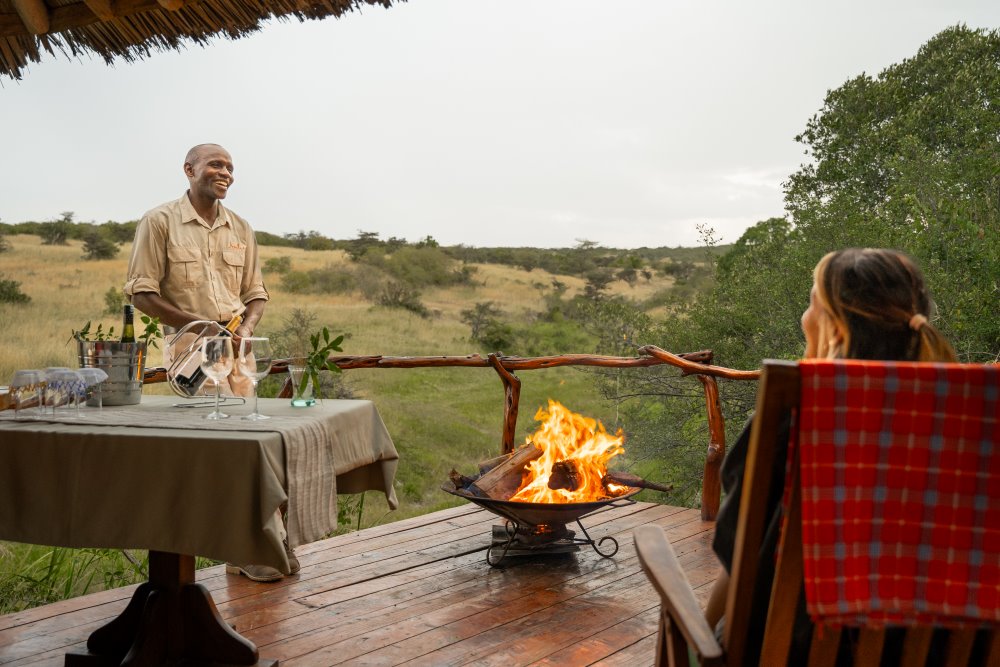 Sundowners and a private dinner, complete with a camp fire, in the hide at Encounter Mara.