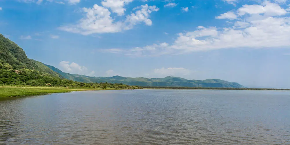 mountains in the distance over Lake Manyara