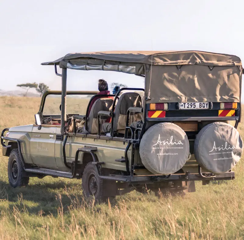 Guests on a game drive in Serengeti National Park, Tanzania