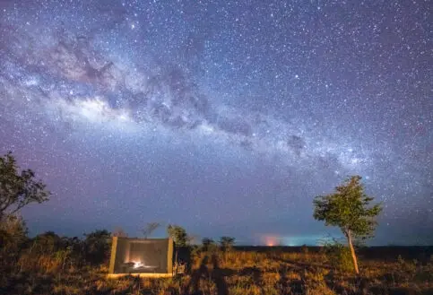 The Milky Way clearly visible over Usangu Expedition Camp's tented suites