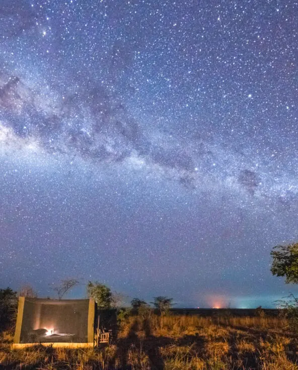 The Milky Way clearly visible over Usangu Expedition Camp's tented suites