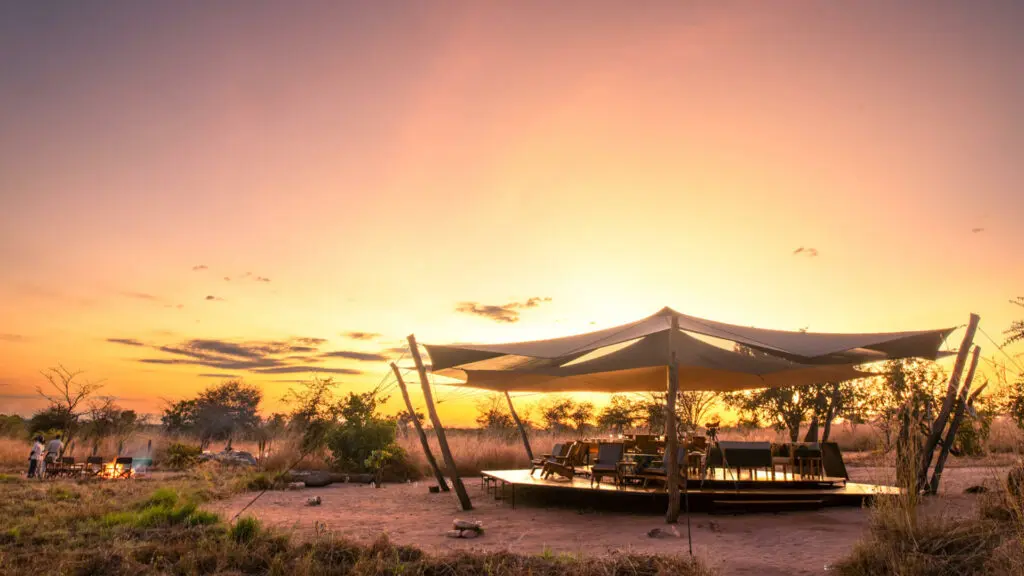 A golden sunset at Usangu Expedition Camp