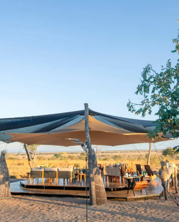 Usangu Expedition Camp's shaded dining area