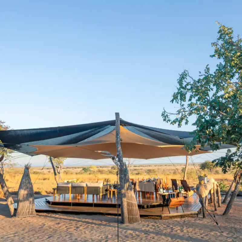 Usangu Expedition Camp's shaded dining area