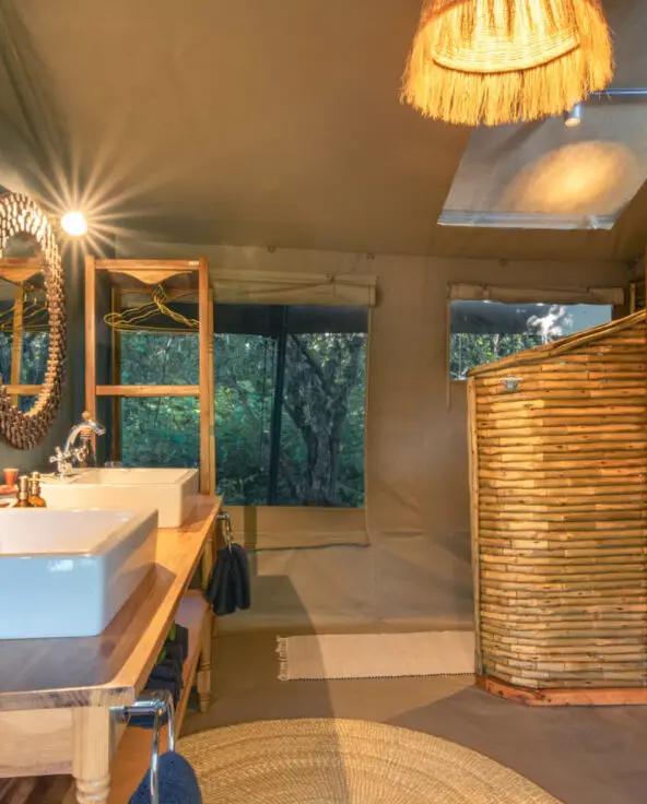 Twin vanities at Rekero Camp