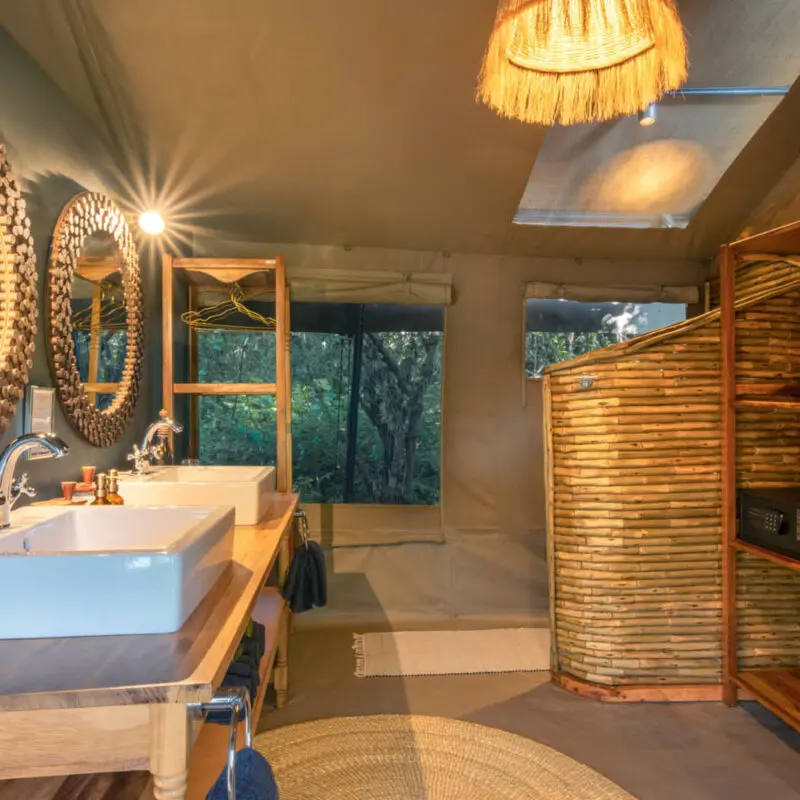 Twin vanities at Rekero Camp