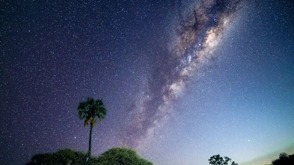The Milky Way in the night sky as seen on a. night game drive