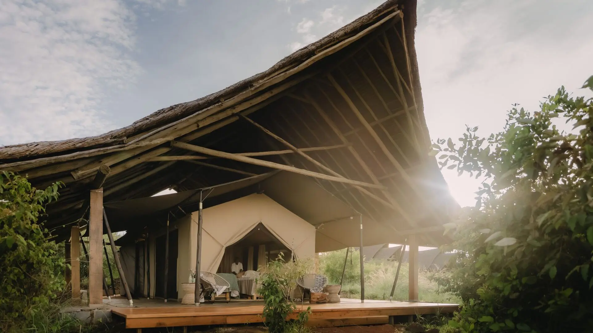 The exterior of the spa tent at Naboisho Camp in the Mara Naboisho Conservancy, Kenya.