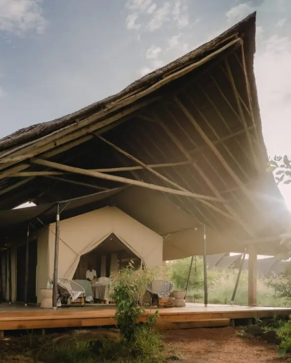 The exterior of the spa tent at Naboisho Camp in the Mara Naboisho Conservancy, Kenya.