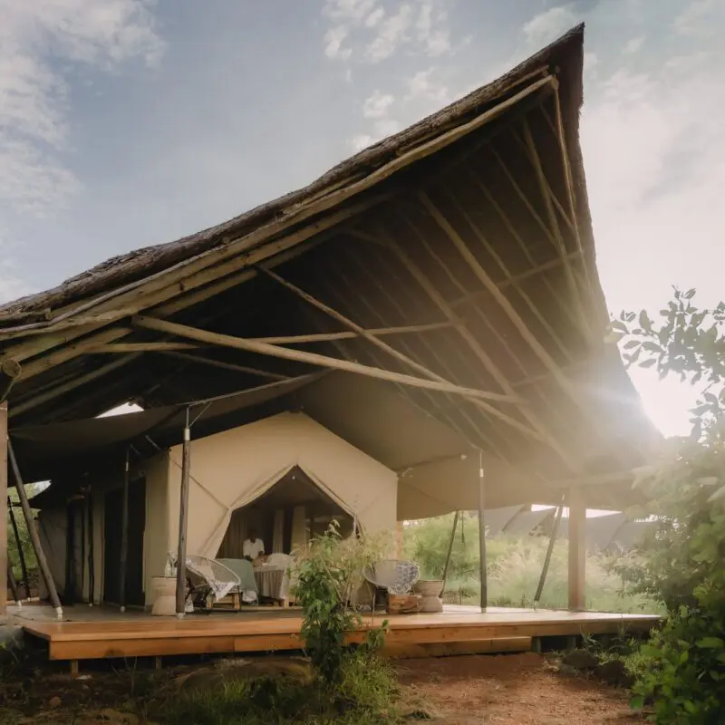 The exterior of the spa tent at Naboisho Camp in the Mara Naboisho Conservancy, Kenya.