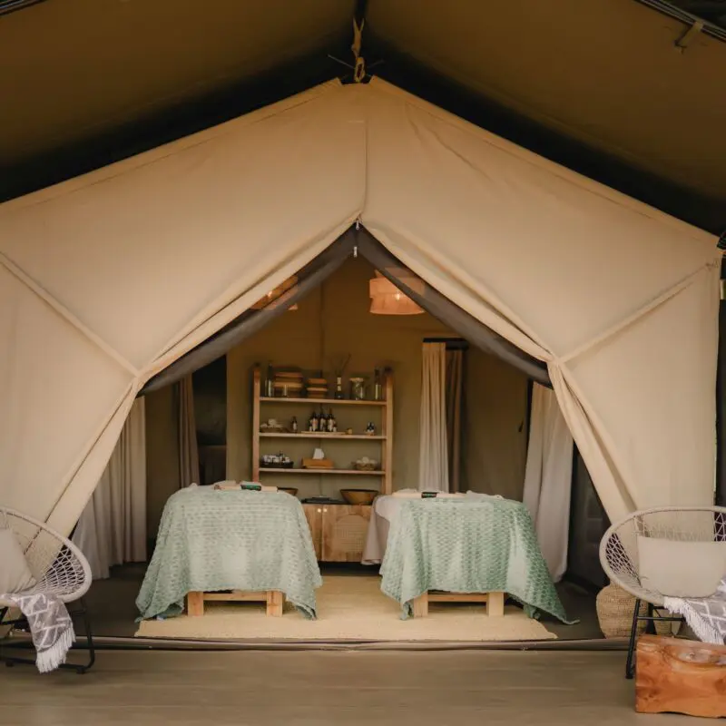 Interior shots of the spa tent at Naboisho Camp in the Mara Naboisho Conservancy, Kenya.