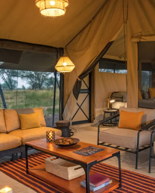 Comfy sofas of the sitting area at Ubuntu Camp