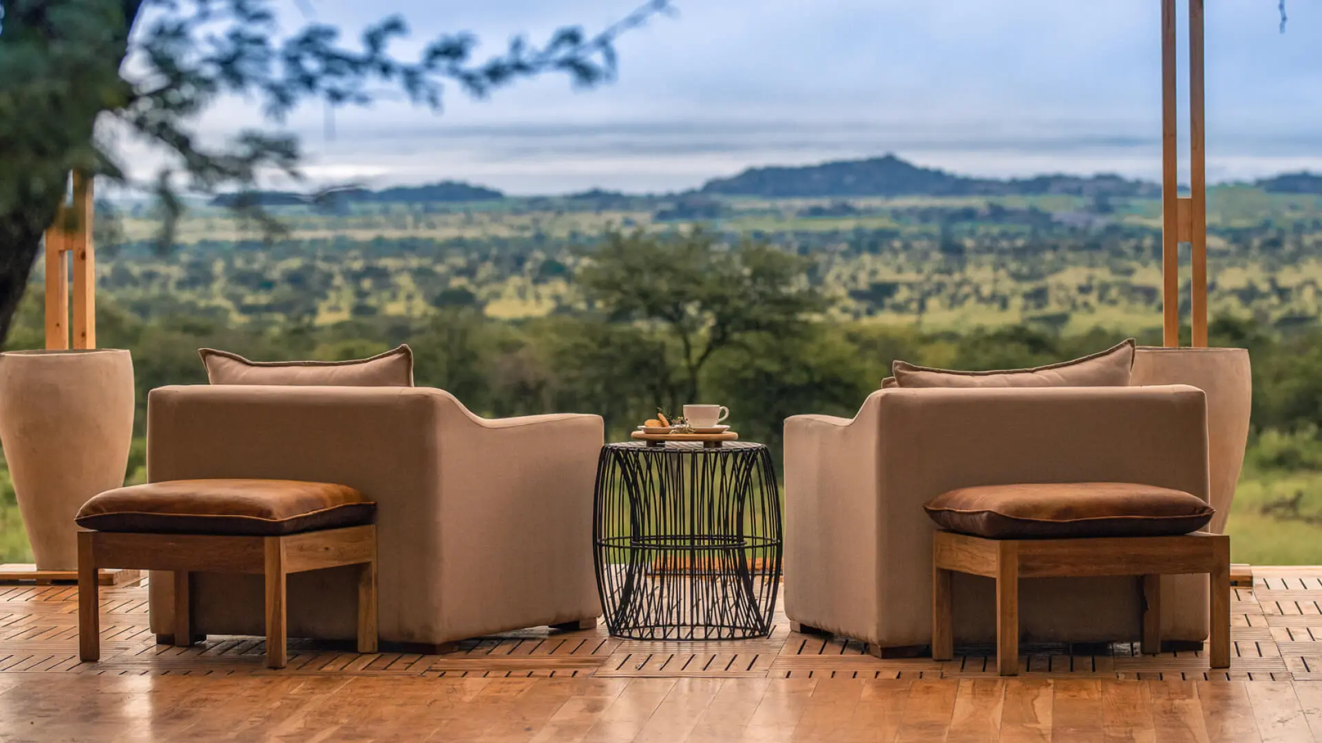 View from main area of Serengeti plains at Dunia Camp