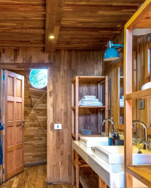 Guest tent en suite bathroom and vanity, the highlands camp, Ngorongoro Conservation Area, Tanzania