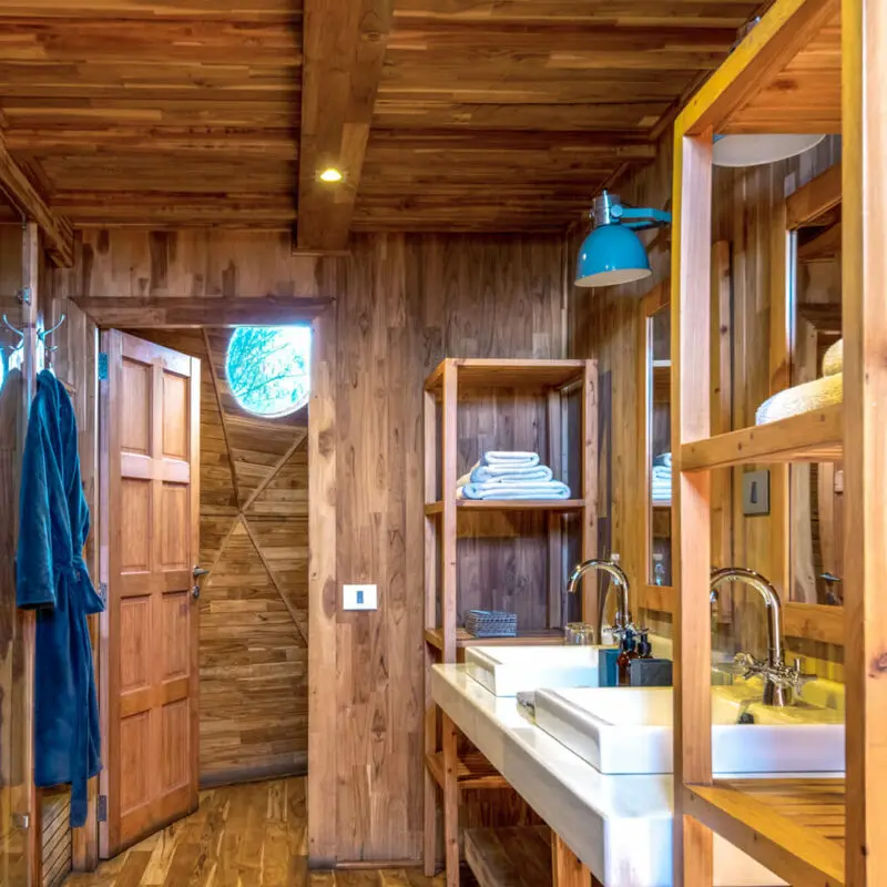 Guest tent en suite bathroom and vanity, the highlands camp, Ngorongoro Conservation Area, Tanzania