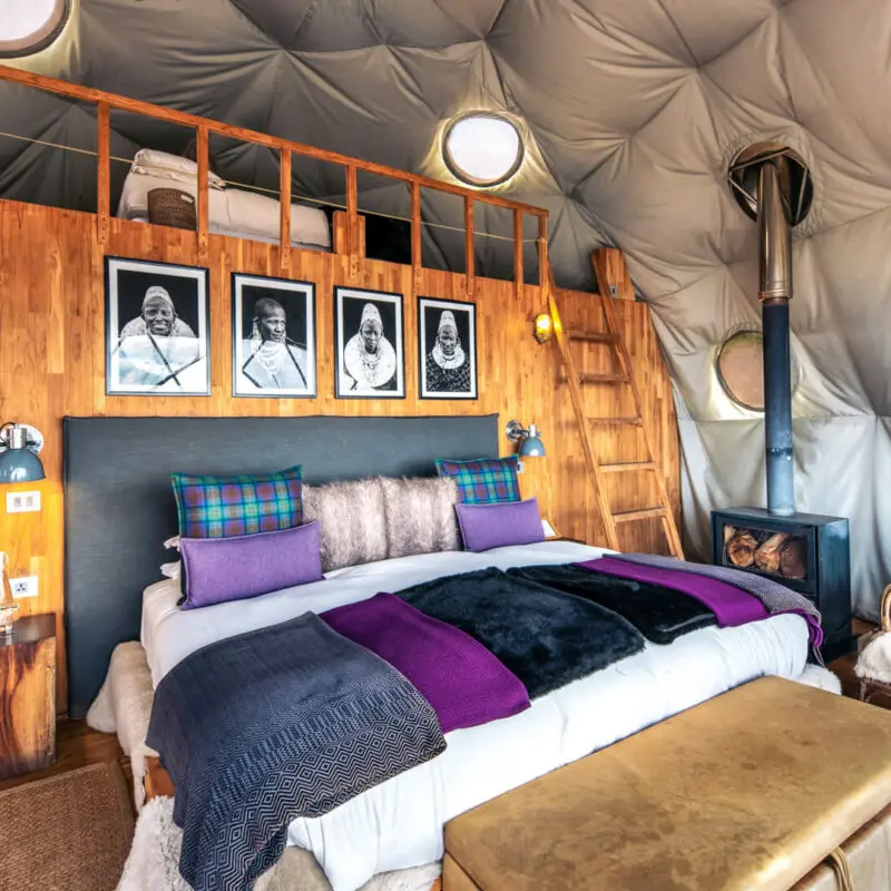 Guest tent bedroom with kids beds, the highlands camp, Ngorongoro Conservation Area, Tanzania