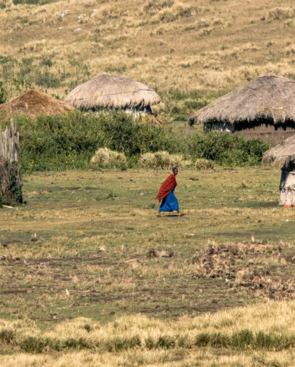 Masai tribesman in the village with bomas, the highlands camp, Ngorongoro Conservation Area, Tanzania