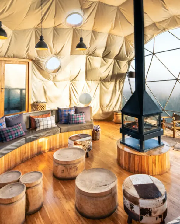 Inside guest lounge area, the highlands camp, Ngorongoro Conservation Area, Tanzania