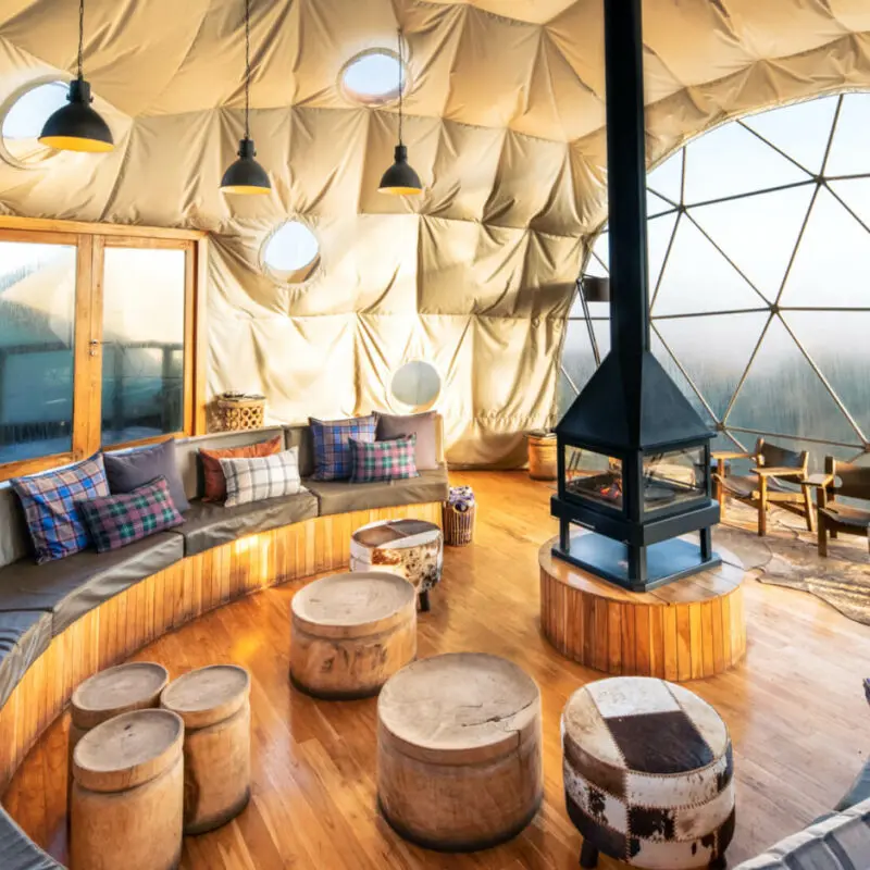 Inside guest lounge area, the highlands camp, Ngorongoro Conservation Area, Tanzania