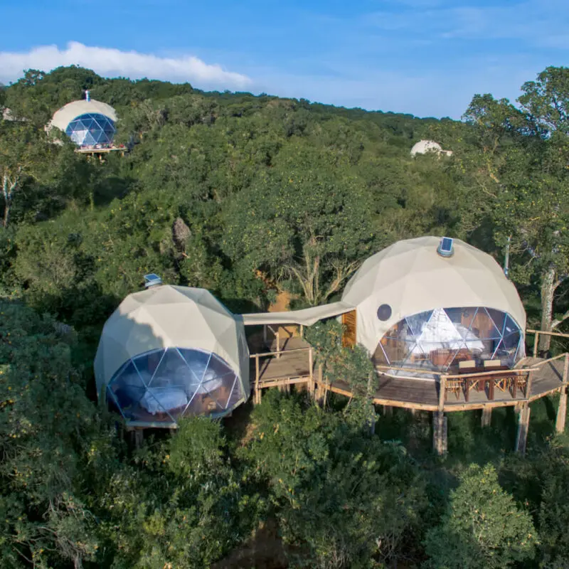 Outside view of the guest family tents, the highlands camp, Ngorongoro Conservation Area, Tanzania