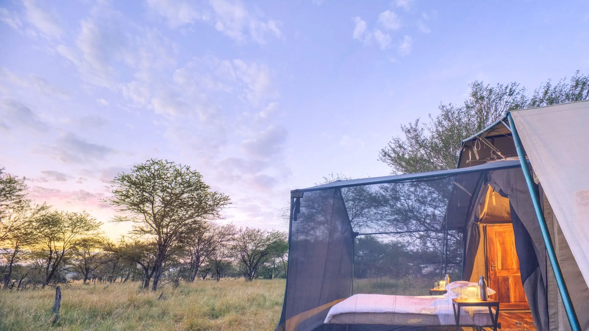 Asilia Olakira Migration Camp, side view of stargazing guest tent, Serengeti National Park, Tanzania