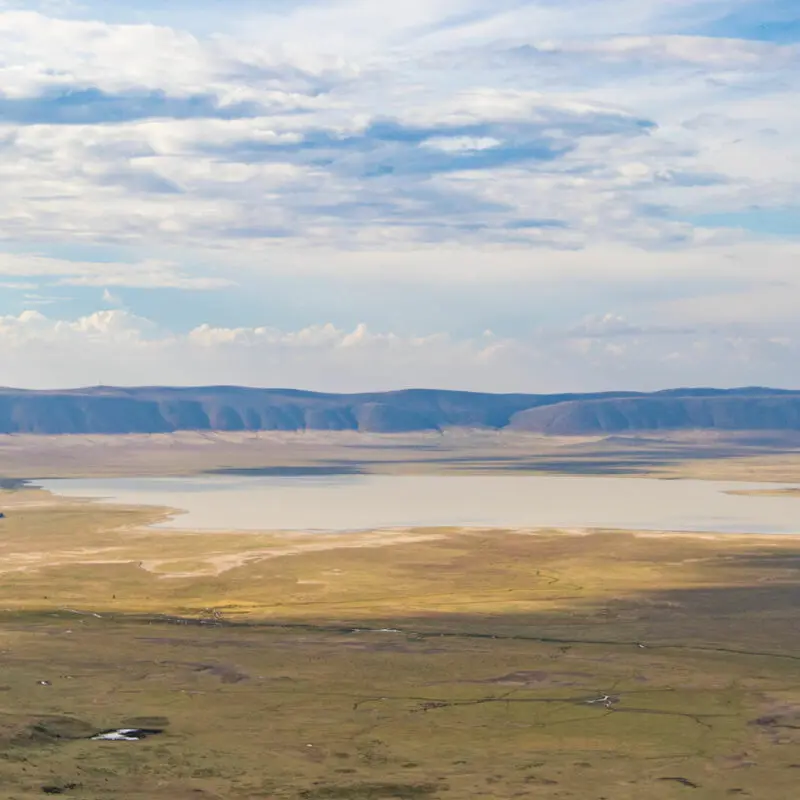 Landscape, lake, mountains, clouds, olakira migration camp, Serengeti national park, tanzania