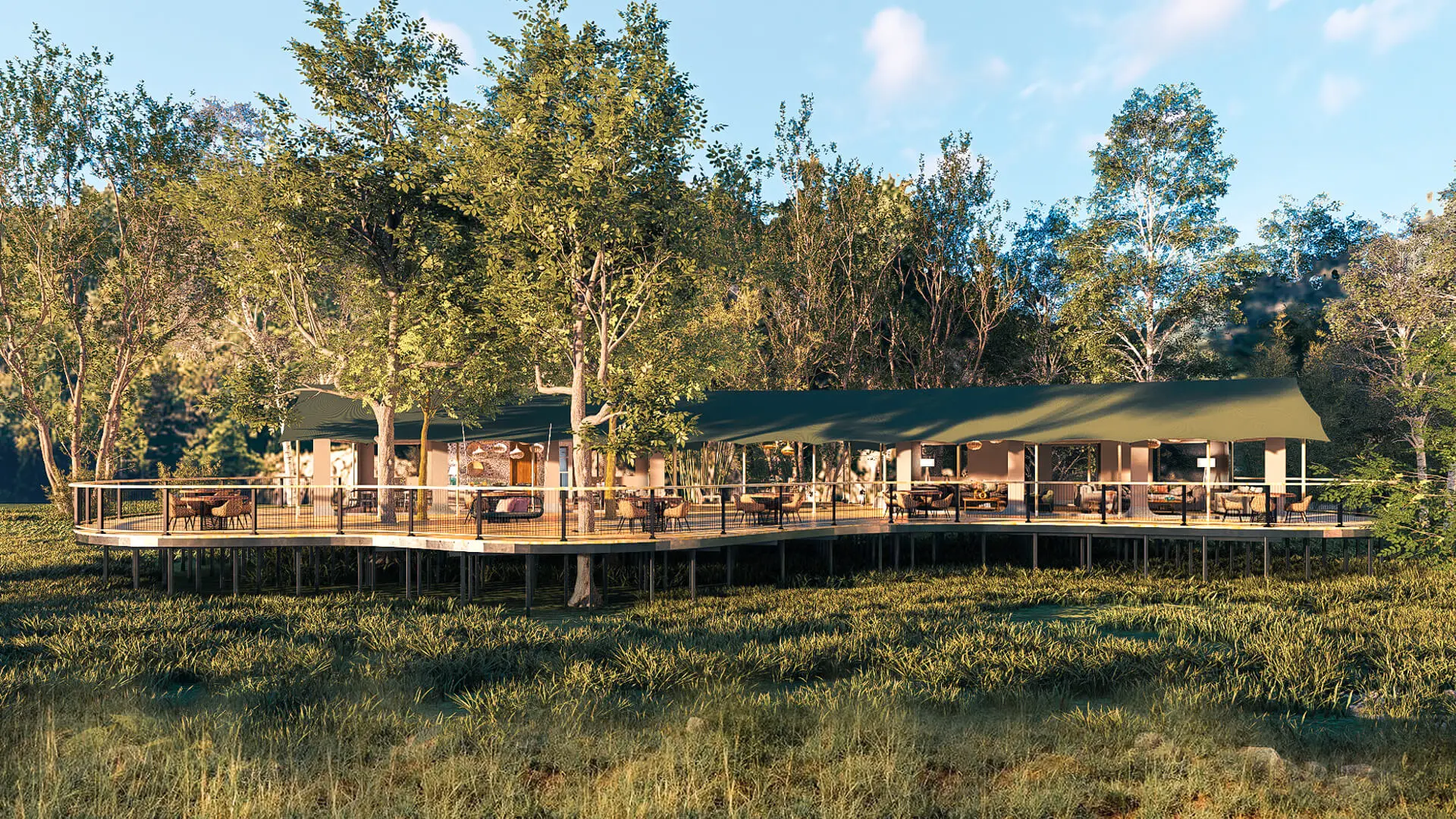 View of Rekero Camp Main Area, Masai Mara, Kenya