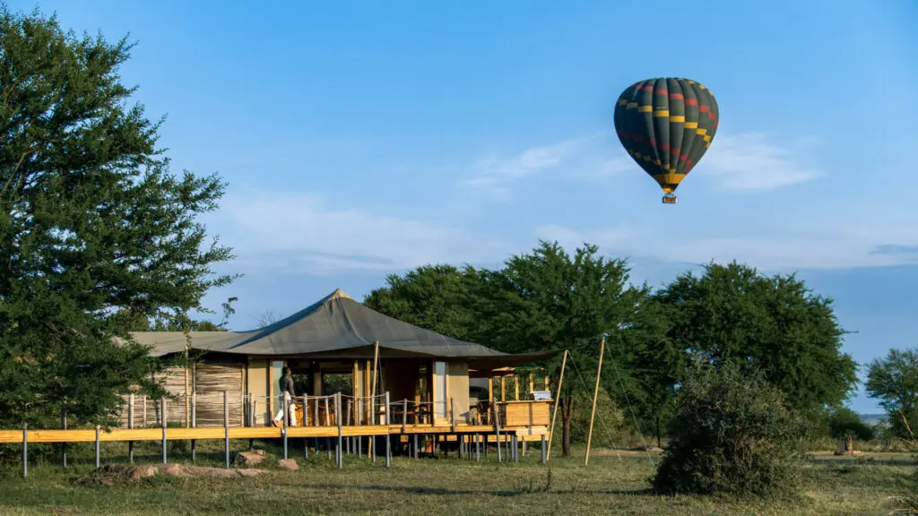 Balloon safaris flying over a safari camp