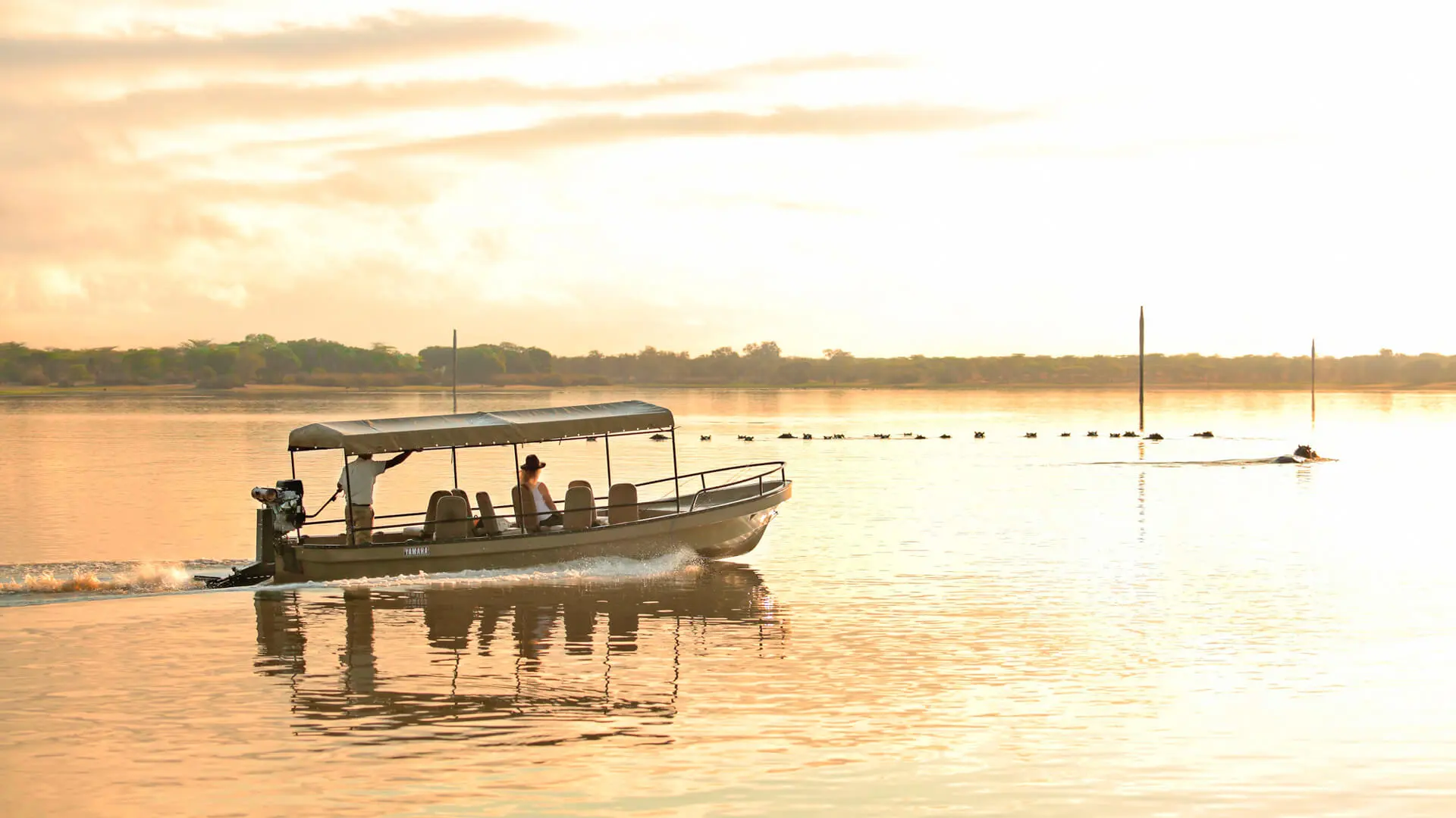 Boating safari in Nyerere National Park Tanzania