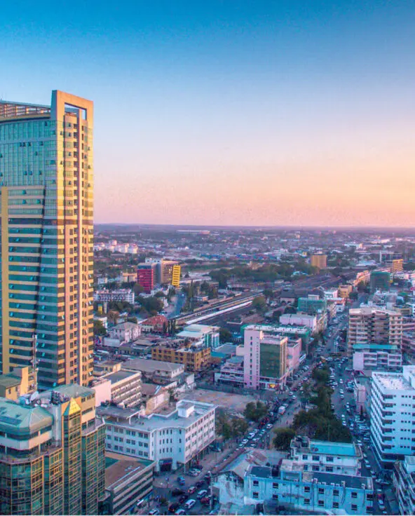 View of Dar es Sallam at sunset