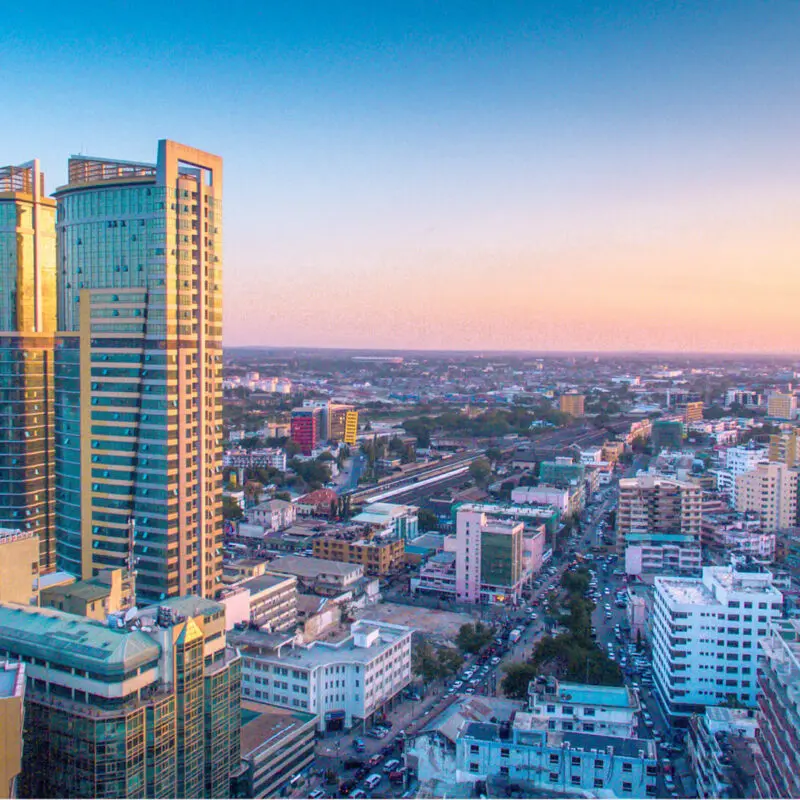 View of Dar es Sallam at sunset