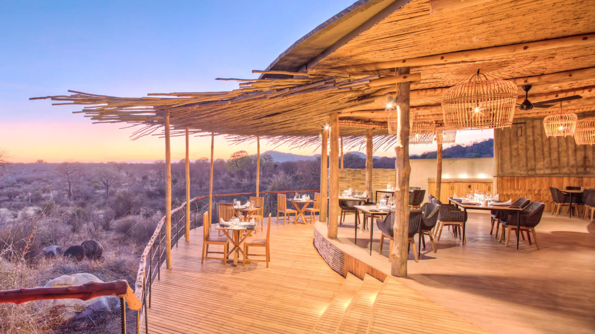 Dining area with a view at Jabali Ridge Ruaha National Park Tanzania