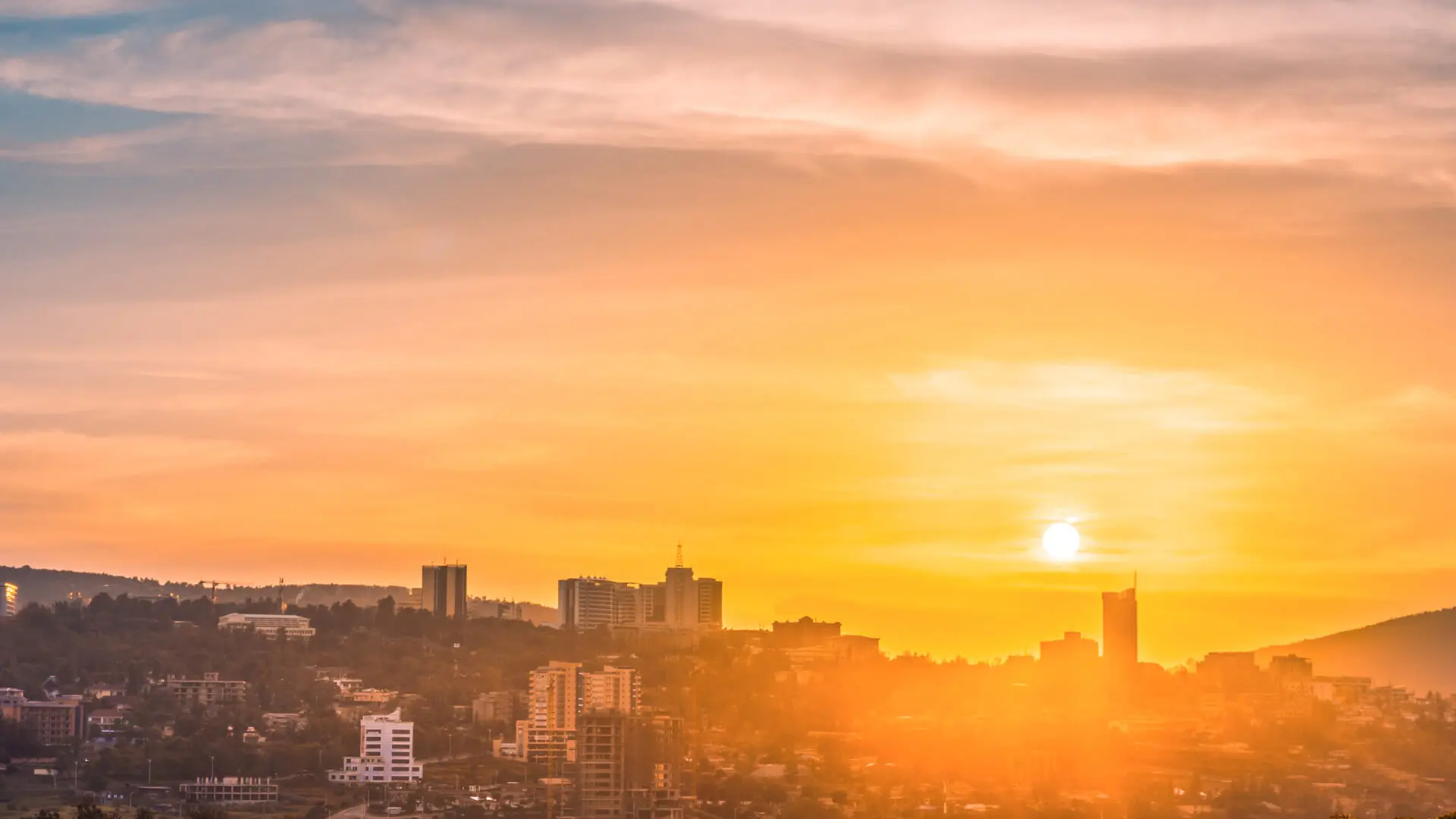 Kigali, Rwanda's capital, bathed in golden light