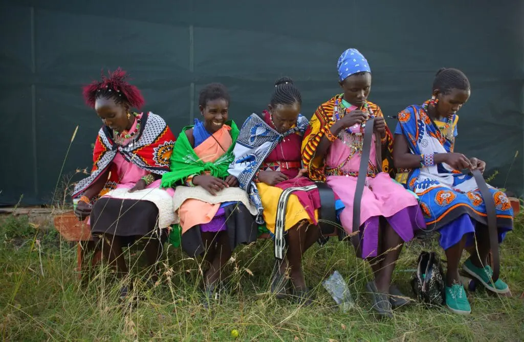 Maasai Woman working with beading at the Maa Trust Kenya