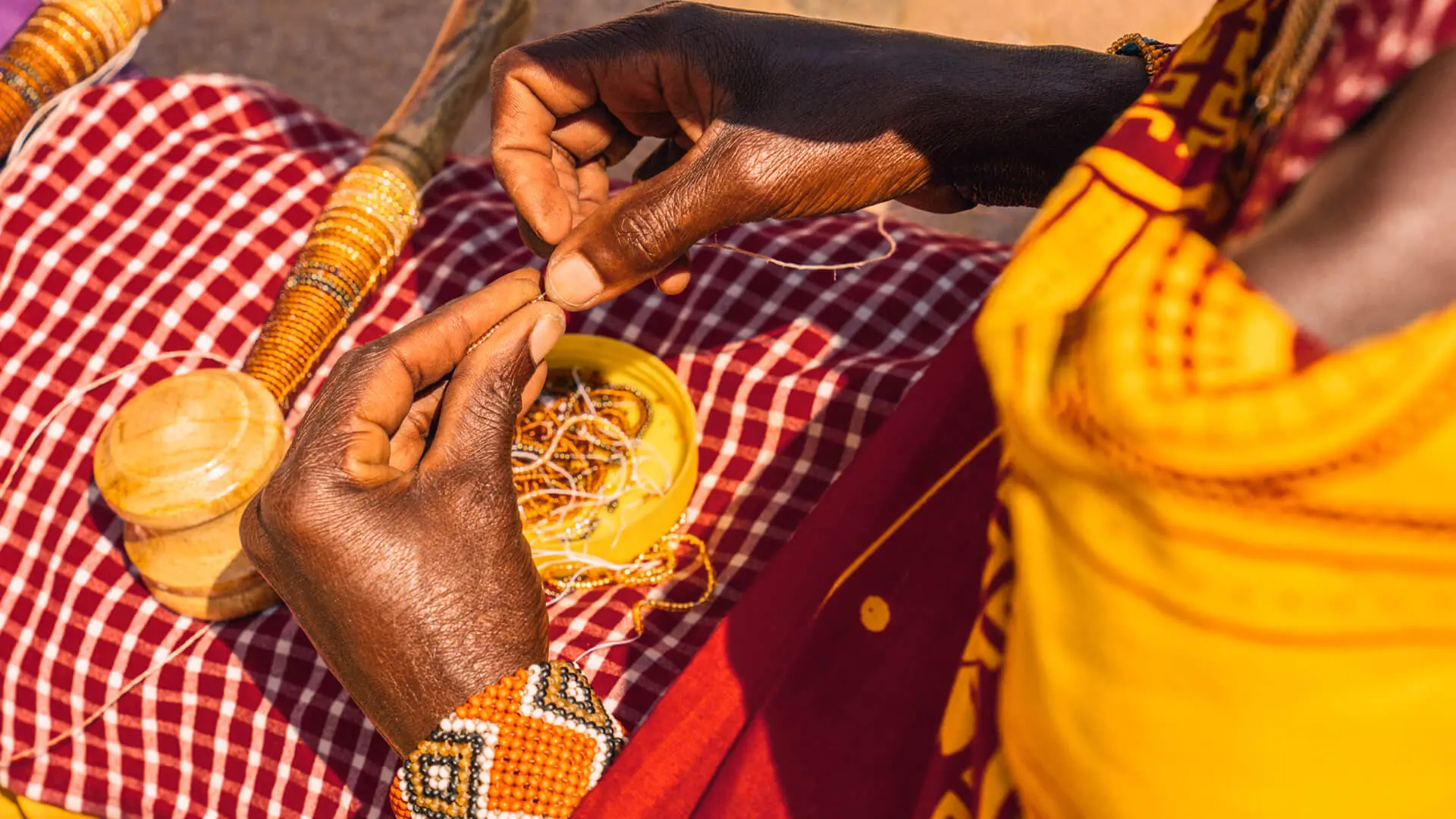 Maasai ladies from Maa Trust beading