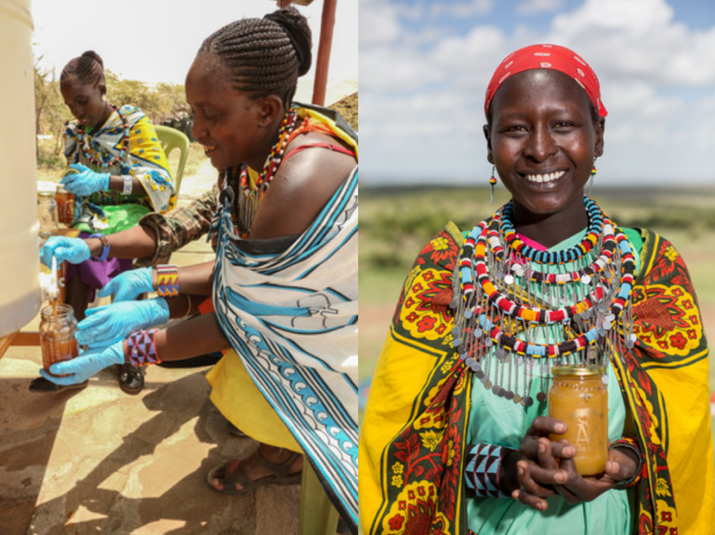 Masaai ladies bottling honey