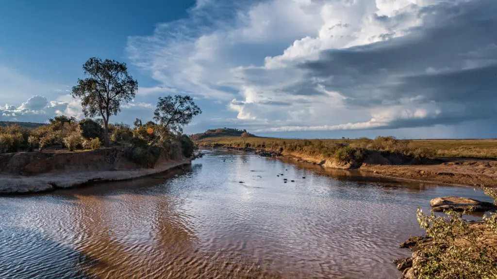 Masai Mara landscapes and scenery at the mouth of the river