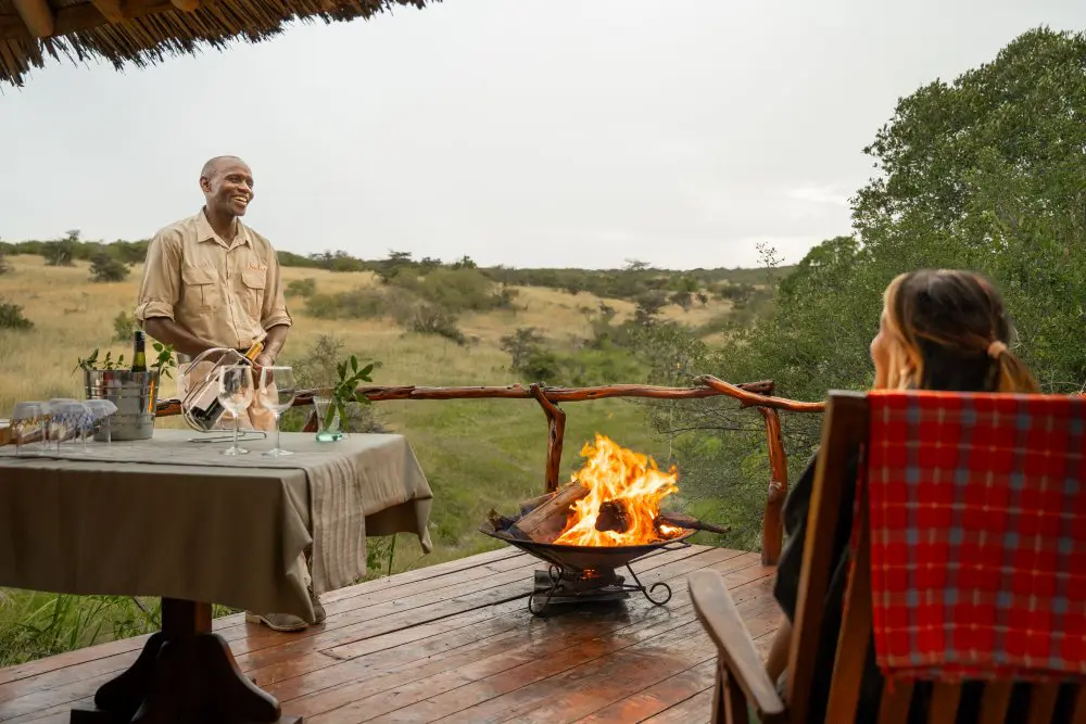 A romantic private sundowner and dining experience, in the hide at Encounter Mara
