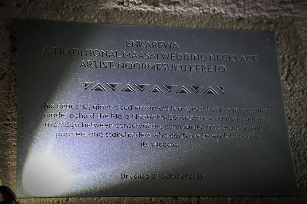 Naboisho Enkarewa plaque, Mara Naboisho Conservancy.