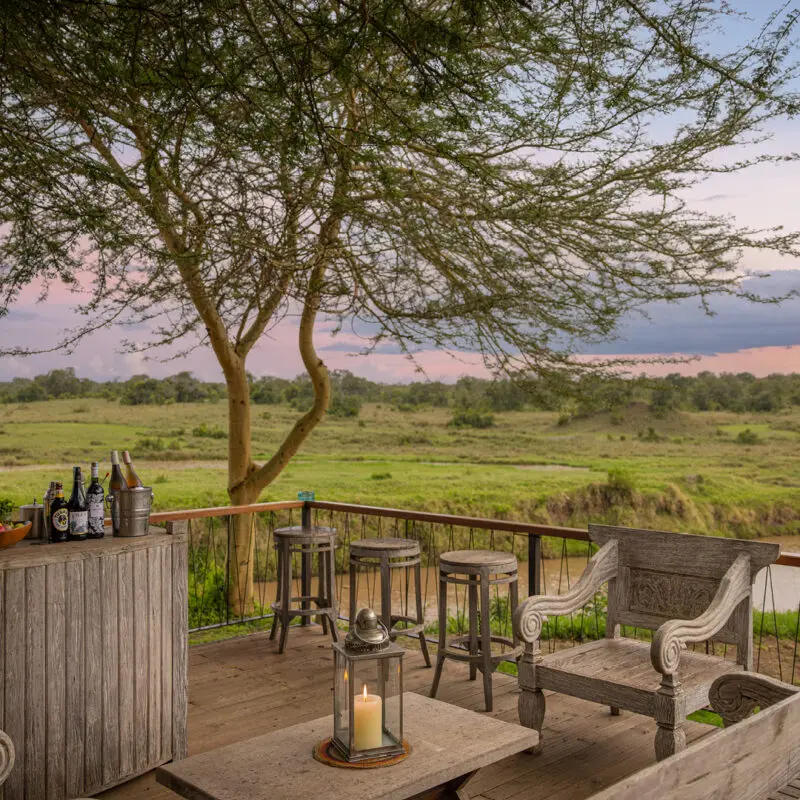 view over ol pejeta conservancy from ol pejeta bush camp at sunset, asilia africa