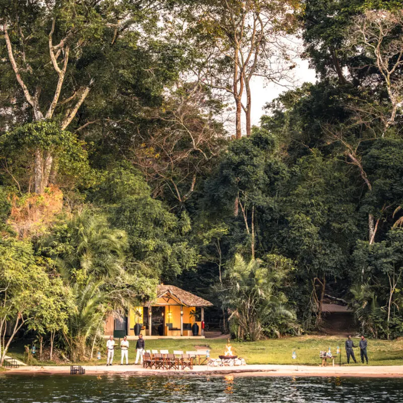 view of rubondo island camp tanzania from the water, asiila africa