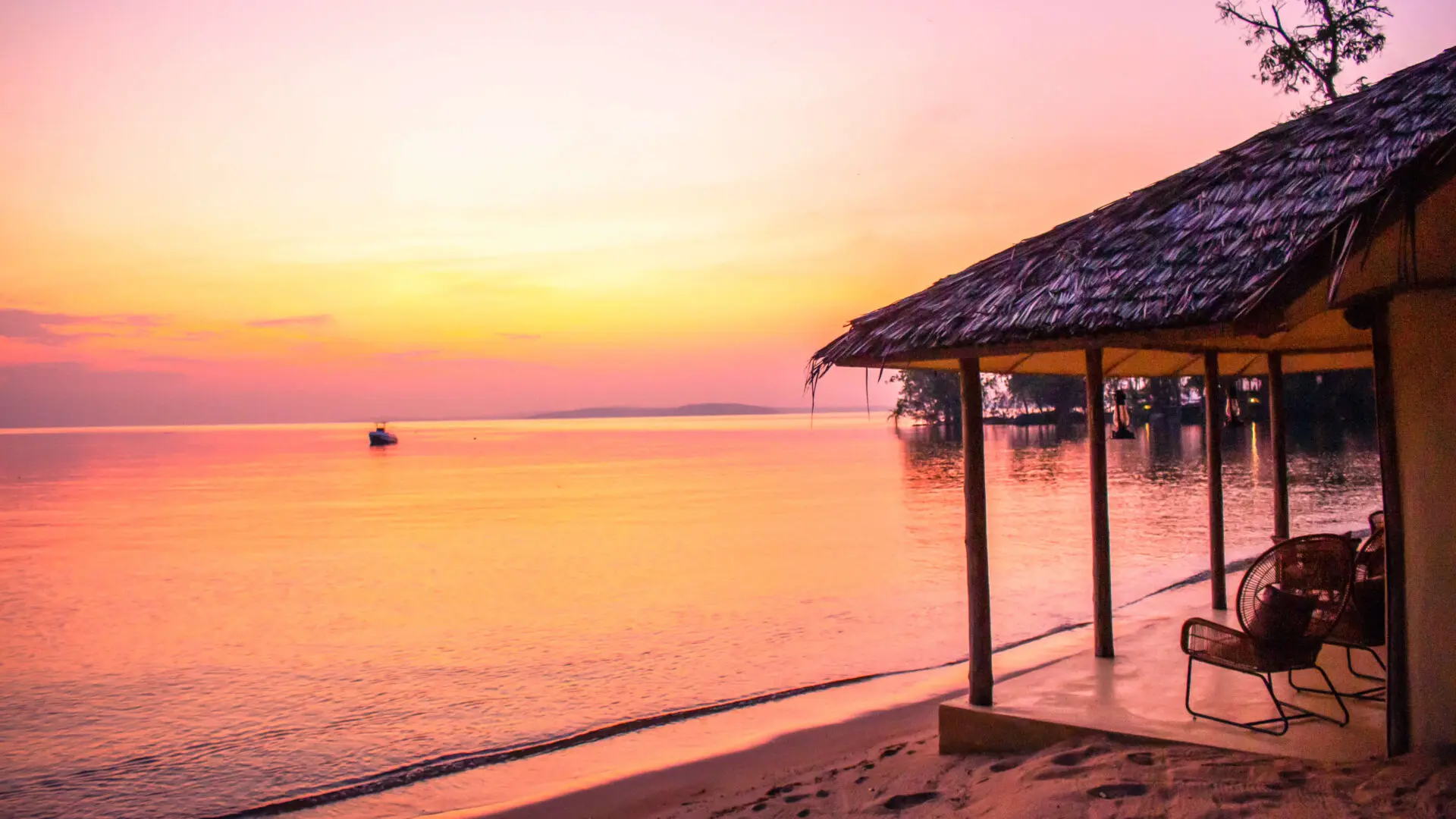 view over lake victoria from guest cottage on rubondo island, tanzania, asilia africa