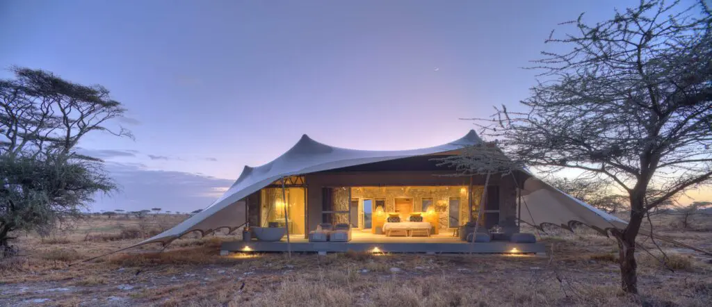 namiri-plains-tent-exterior-dawn
