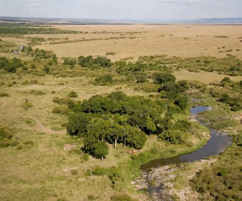 An aerial view of the Rekero site on the Talek River