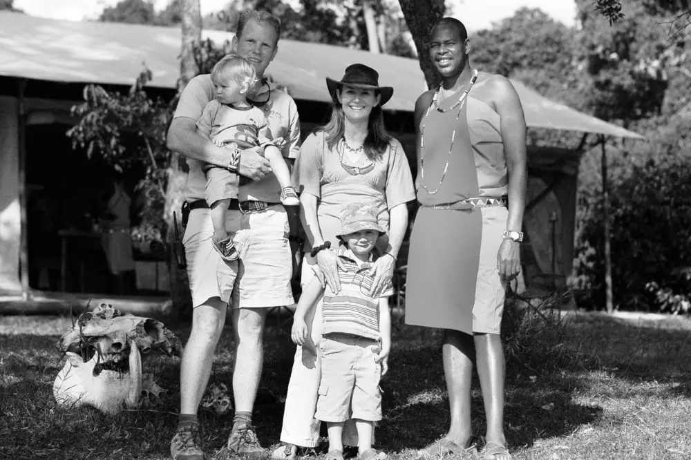 Jackson with Gerard and Rainee, and their boys Charlie and Sam. Rekero Camp, 2008
